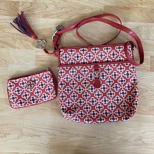 Brighton crossbody with cosmetic bag Burnt orange
